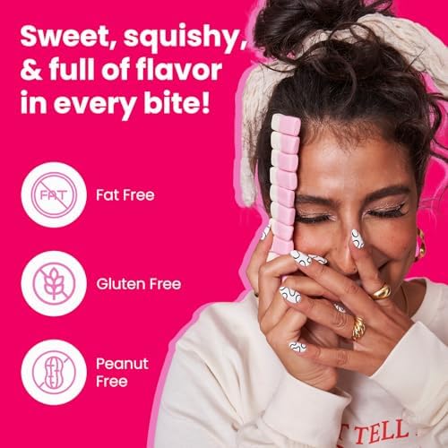 Smarties Squashies Foam Marshmallows Gummy Candies & Smarties Sample Packet Variety Pack - Raspberry & Cream Flavored - Allergen Free, Peanut Free & Gluten Free Candy - Soft & Chewy Squashies Candies - 5 oz Bag (Pack of 2)