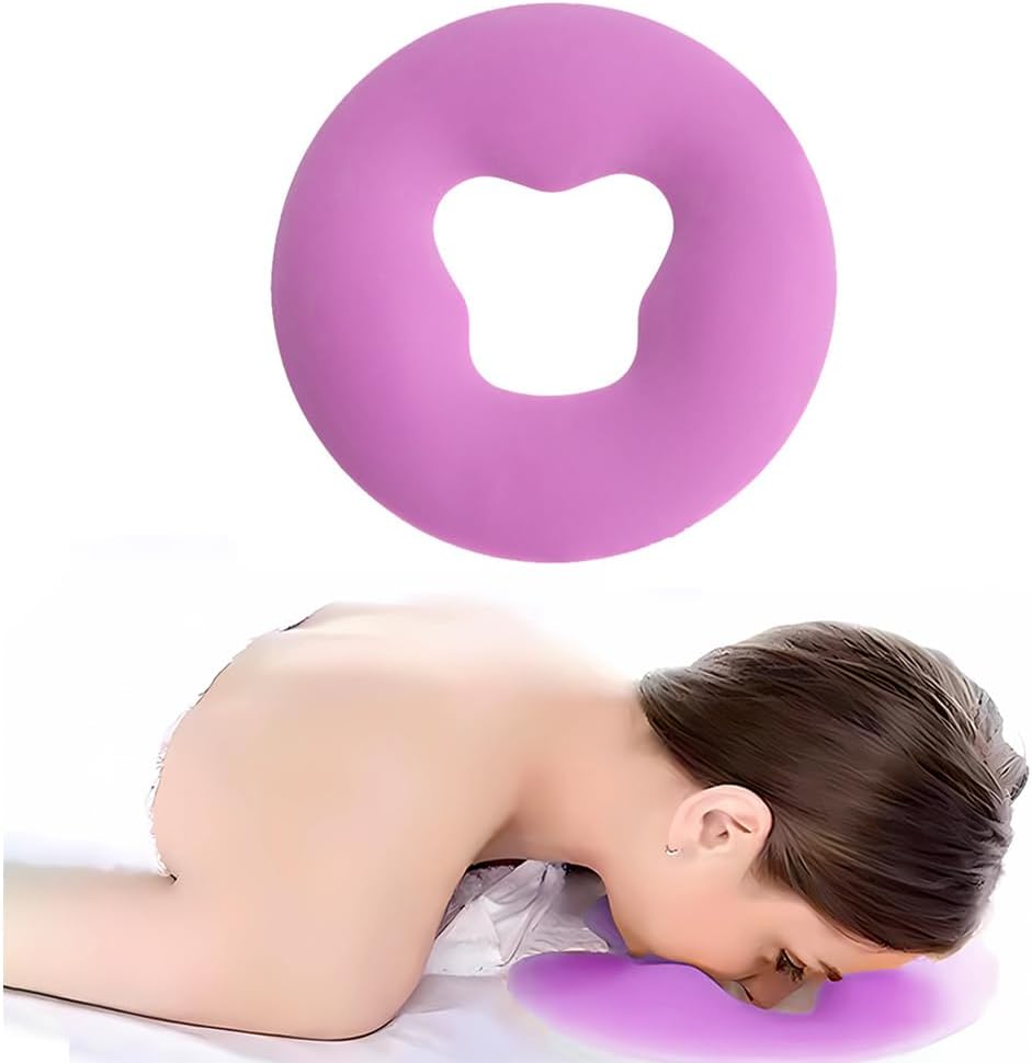 OULIGET Silicone Face Massage Pillow,SPA Beauty Face Relax Headrest,Salon Skin Care Soft Overlay Travel Head Support,Purple