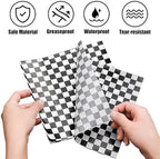 100Pcs Wax Paper Sheets for Food, 7x7 Inch Black and White Checked Deli Paper Lines for Plastic Food Basket, Grease Resistant for Wrapping Bread Burgers and Sandwiches