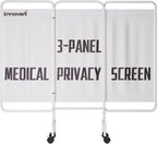 INNOVART 3-Panel Mobile Medical Privacy Screen Room Divider with Wheels, Foldable Flame Retardant Vinyl Room Divider Panels Easy for Storage, Portable Partition Dividers for Hospitals, Clinics, Salons