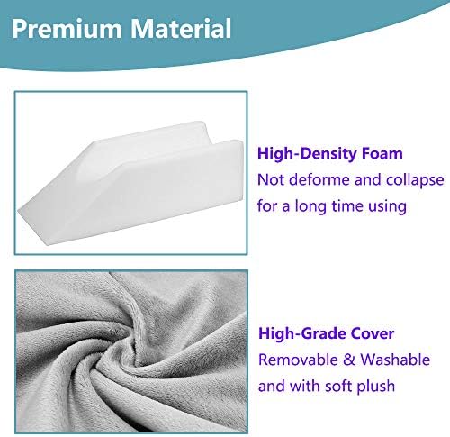 Zelen Elevation Pillow Bed Wedge for Legs Sleeping Foam Wedge Elevated Pillows Ortho Cushion Riser Knee Ankle Support Rest Legs Bolster Elevator Elevating Cushions Feet Protector (49cm Long)