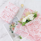 BEISHIDA White Red Mother's Day Tissue Paper Bulk,I Love You Wrapping Tissue Paper for Gift Bags, 14 x 20 Inch Gift Wrap for Valentines Wedding DIY Crafts Holiday Flowers-50 Sheets