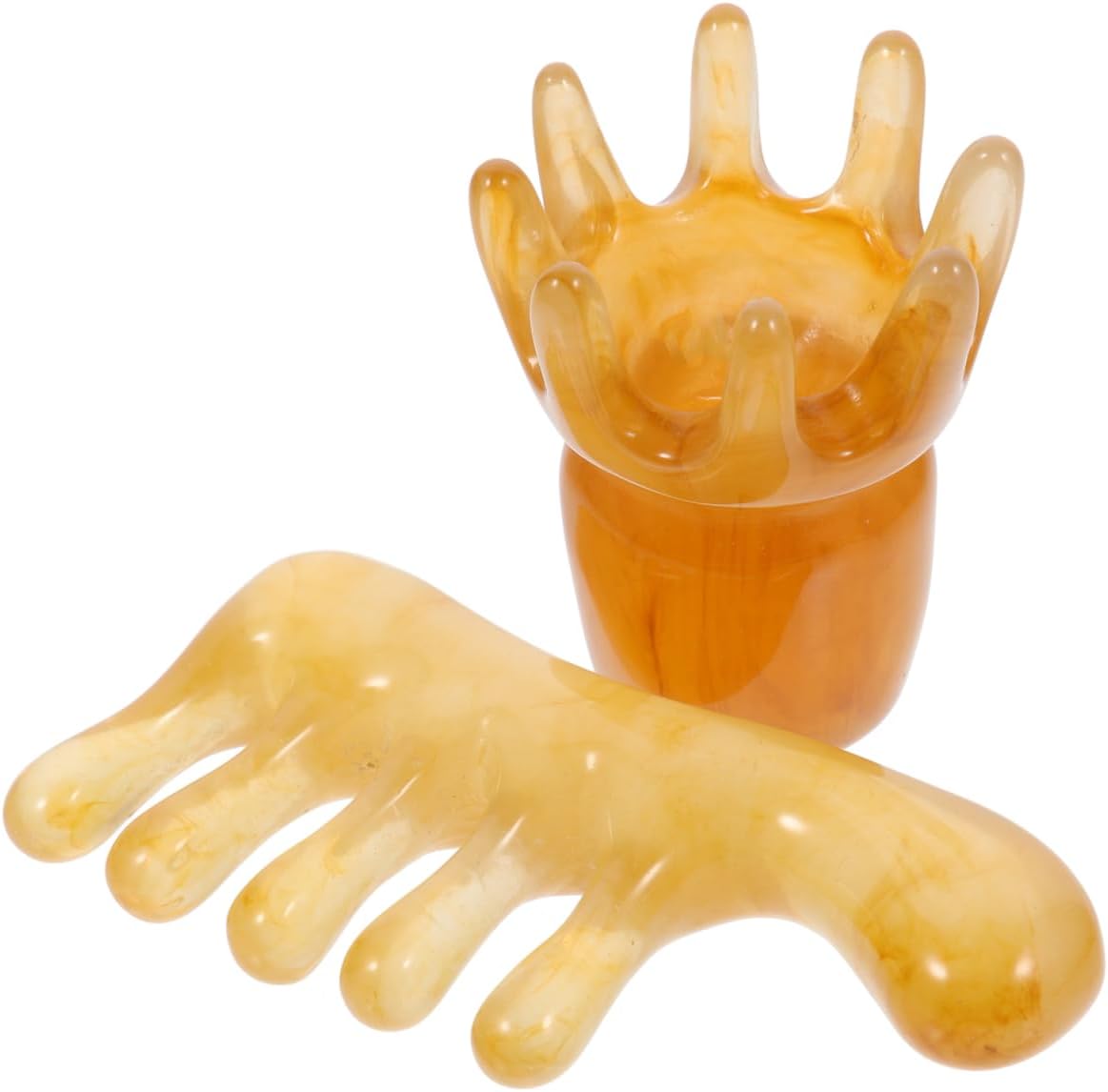GLEAVI Beeswax Massage Comb 2Pcs Set Handheld Scalp Scraping Tool for Relaxation and Head Care Smooth Texture Portable 3.93X1.96In