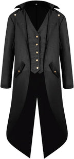 H&ZY Men's Steampunk Vintage Tailcoat Jacket Gothic Victorian Frock Coat Uniform Halloween Costume