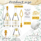20 Pcs Mini Champagne Bottle Bubble Bulk for Wedding Favors Champagne Bottle Shaped Bubbles Set with Ribbons and Cards Champagne Bottles for Shower Guests Bridal Gifts