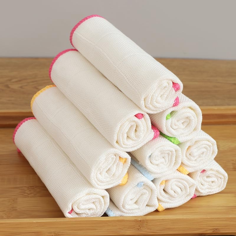 4 Pack Wood Fiber Dish Cloths, Highly Absorbent Kitchen Cleaning Towels, Reusable Dishwashing Scrubbing Cloths