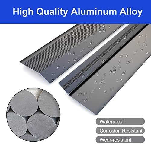 Aluminum Floor Transition Threshold Strip, 36 Inch Threshold Ramps for Doorways, Wheelchairs, Door/Tile/Threshold Reducer, Doorway Edge Trim Suitable for Threshold Height Less Than 1.6 Inch (Black)