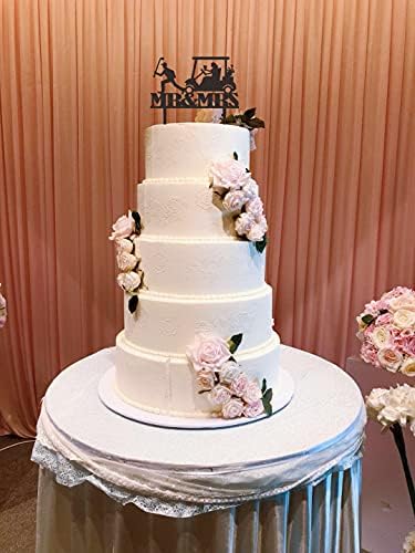 Golf Wedding Cake Topper, Funny Golf Theme Wedding Cake Topper - Groom Run Ahead and Bride Rides Golf Cart Chased