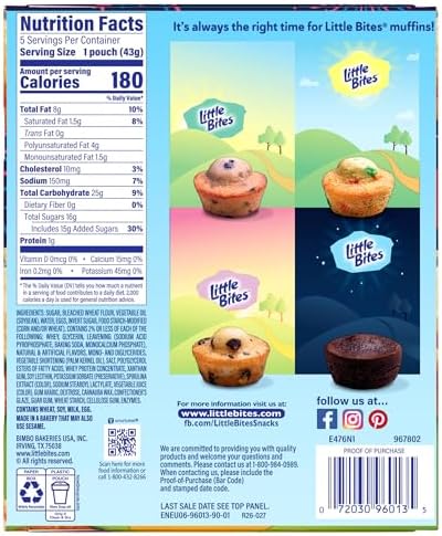 Little Bites Party Cake Muffins, 5 individual packs, (1.5 oz each), Cake and Sprinkles Mini Muffins, 7.5 oz Multipack