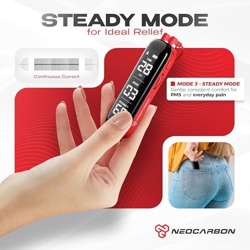 TENS Unit Muscle Stimulator Slim for Pain Relief, Physical Therapy & Muscle Recovery, Portable EMS Pulse Massager Machine for Back, Neck & Shoulder Pain, Red