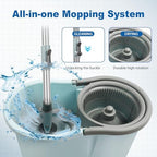 Spin Mop and Bucket, Mop and Bucket with Wringer Set for Home, 360 Spinning Mop Bucket Floor Cleaning Tool with 3 Microfiber Mop Replacement Head Refills,50" Extended Handle for Floor Cleaning Home
