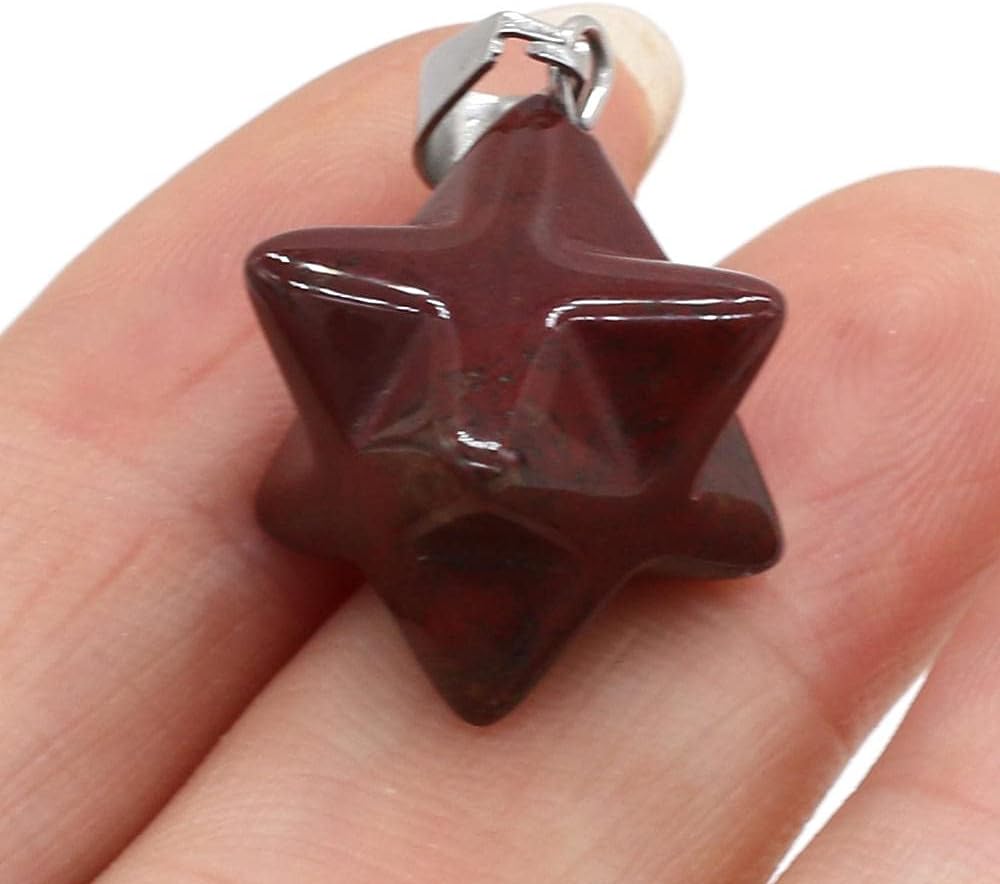 2Pcs Natural Stone Merkaba Pendant Malachite Opal Crystal for Making Necklace Earrings Jewelry Accessories-Rainbow_Stone