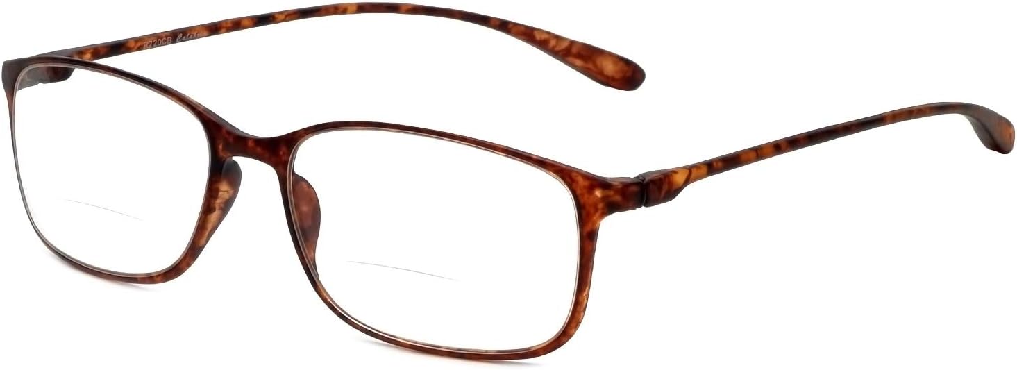 Calabria 720CB Flexie Round Square Bifocal Reading Glasses Men/Women Bi-focal Readers Flexible Lightweight Durable TR-90