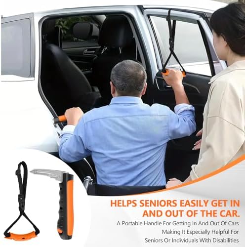 Car Door Handle for Elderly, 3-in-1 Car Handle Assist for Seniors, Portable Auto Cane Vehicle Support Handle, 500 lbs Capacity, Non-Slip Door Assist Bar
