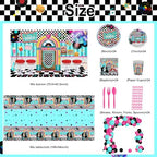 50s Party Decorations 280 PCS 1950s Retro Diner Decorations Sock Hop Backdrop Balloons Plates Napkins Cups Tablecloth Grease Music Party Supplies Serve 24