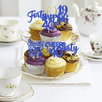 30 PCS 40th Birthday Cupcake Toppers Glitter Forty Happy 40th Straight Outta 1986 Cupcake Picks for Cheers to 40 Fabulous 40th Birthday Anniversary Party Cake Decorations Supplier Blue