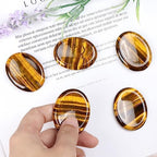 Artistone Thumb Worry Stones for Anxiety Healing Crystals Sets 2PCS Tiger Eye Hand Carved Gemstone Pocket Palm Stones Meditation Reiki Chakra