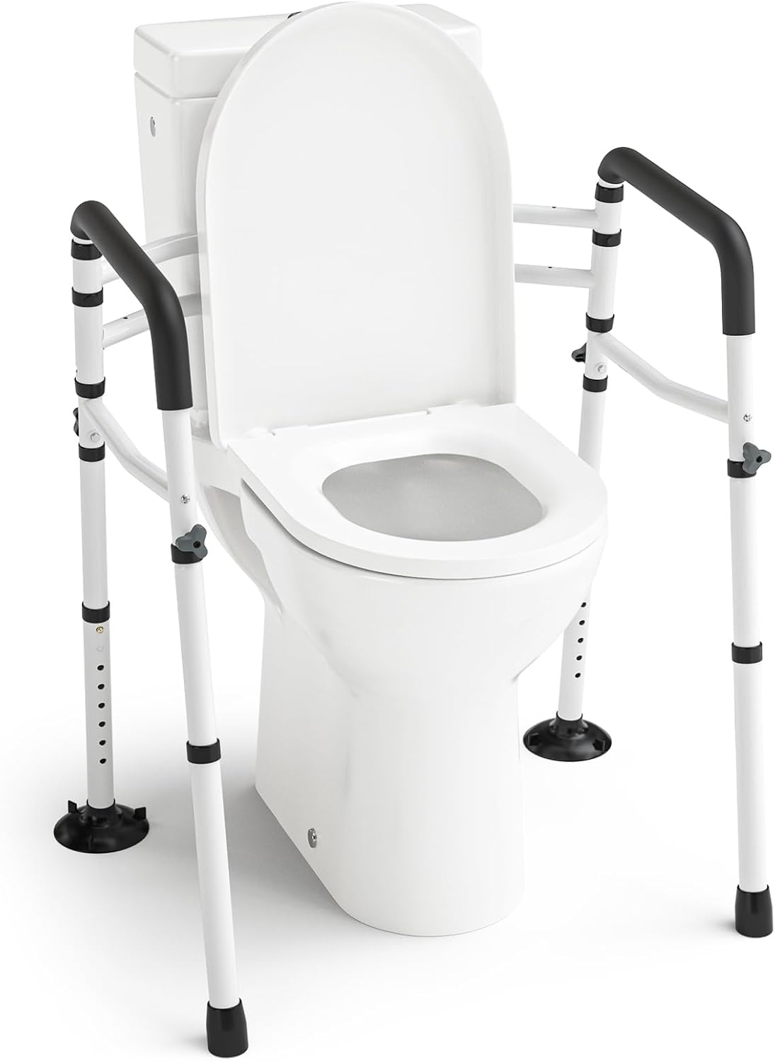 WAYES Toilet Safety Rails, Adjustable Detachable Toilet Frame for Elderly, Seniors, Handicap & Disabled, Foldable Handicap Toilet Handles Fit Most Toilets (300 LB)