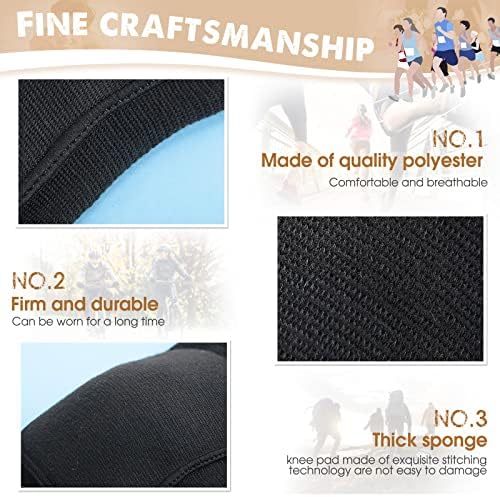 Yunsailing 6 Pairs Volleyball Knee Pads for Women Men, Soft Breathable Volleyball Tactical Knee Pads Workout Protector for Basketball Football Hockey Dance Running(L Size,Black)