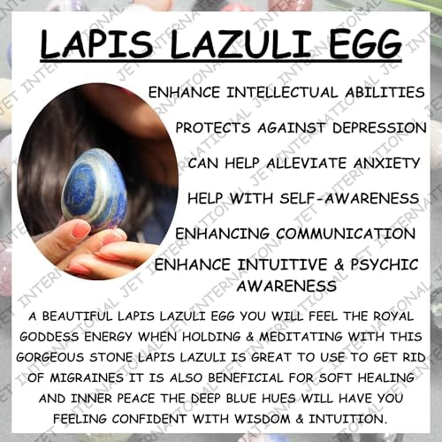 Jet Lapis Lazuli Egg 2 Inch – Natural Healing Crystal Stone for Meditation, Reiki, Chakra Balancing, Energy Cleansing, Spiritual Gifts & Home Decor