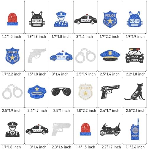 24pcs Glitter Police Party Cupcake Toppers Policeman Birthday Party Decorations Police Theme Cupcake Picks for Police Officer Birthday Party Baby Shower Supplies