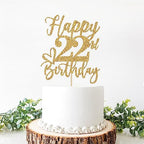 Gold Glitter Happy Birthday Cake Topper, Funny 22nd Birthday Party Supplies