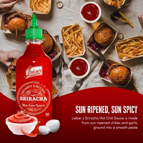 Lieber's Sriracha Hot Chili Sauce, Authentic And Delicious, Non-GMO, No MSG, Gluten-free, Cholesterol-free, and Vegan, NET WT. 1 lb (Pack of 2) (454g)