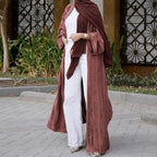 Womens Muslim Kimono Abaya Solid Striped Retro Ethnic Cardigan Robe Dubai Middle Eastern Saudi Arabia Eid Clothes