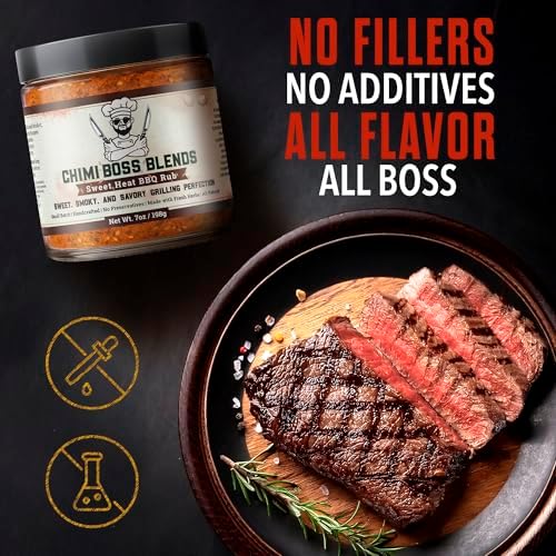 Sweet Heat BBQ Rub by Chimi Boss Blends, 7oz – All-Natural BBQ Seasoning with a Bold Kick of Sweet and Spicy – Handcrafted, No Fillers, Perfect Barbecue Rub for Grilling Meats, Ribs, Chicken, Pork & Veggies