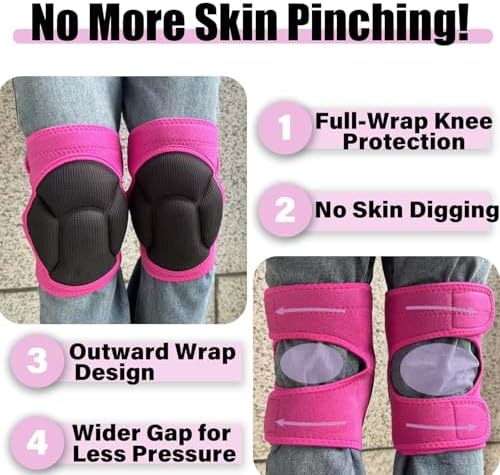 Women' s Work Knee Pads for Gardening Cleaning Flooring, Thick Padded Foam Knee Pads for Large Legs, Comfortable Female Knee Protectors for Kneeling on Hard Concrete Tile Floors, Pink Extra Large