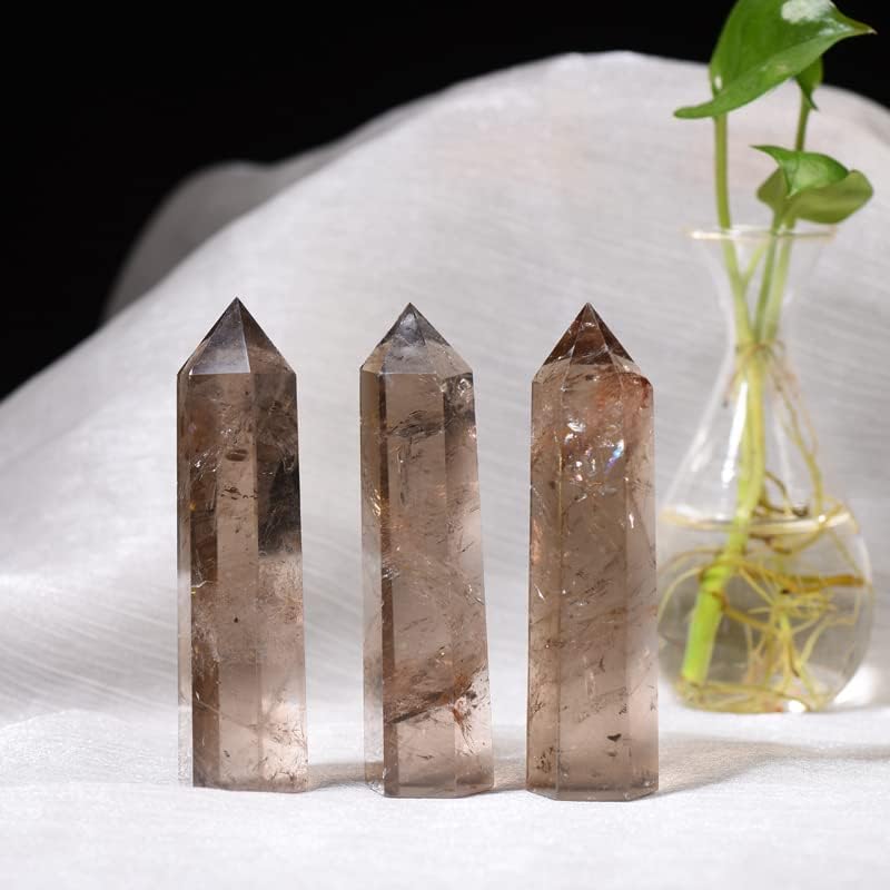 1PCS Smoky Quartz Natural Crystal Towers2.75-3.54" Healing Crystal Wand 6 Faceted Chakra Reiki Meditation Therapy