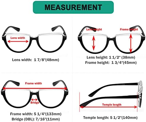 Eyekepper Eyeglasses for Women Reading Large Frame - Oversize Ladies Half Moon Design Readers - Transparent/Green +3.50