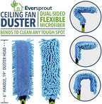 EVERSPROUT Flexible Microfiber Ceiling & Fan Duster (Pole Sold Separately) | Extra-Long 25'' Duster | Removable & Washable Sleeve | Bends to Clean Any Fan Blade | Twists onto Standard Threaded Poles