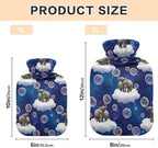 Dream Elephant Cloud Navy Hot Water Bottles with Soft Cover Hand Feet Warmer Warm Water Heat Bottles for Menstrual Cramps Pain Relief Small