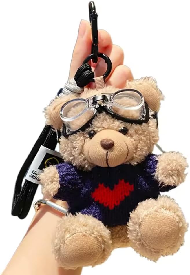 Plush Teddy Bear Keychain – Cute Kawaii Mini Plus Doll Bag Charm, Clip-On Accessory for Backpacks, Purses & Keys