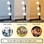 Kotdning Vanity Mirror with Lights,Lighted Vanity Mirror with 9 Dimmable Bulbs for Dressing Room & Bedroom,3 Color Lighting,Modes Detachable 10x Magnification 360°Ratation (Black) 12" L x 14.4" W