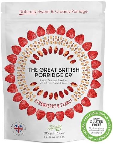 THE GREAT BRITISH PORRIDGE CO Strawberry Peanut Butter Porridge, 385 GR