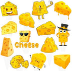 48Pcs Cheese Cupcake Toppers Cheese Party Decorations Cartoon Cheese Cupcake Decorations Cute Cheese Cake Topper for Cheese Themed Birthday Baby Shower Supplies
