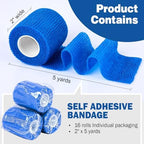 AZEN 16 Pack Self Adhesive Bandage Wrap Pink, 2" X 5 Yards Elastic Cohesive Bandage Wrap, Athletic Tape, Vet Wrap, Ankle Tape, Tattoo Grip Tape Wrap (Blue)