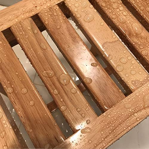 Waterproof Bathroom Stool for Elderly Bath Chair Wood Shower Bench Adult Non-Slip Wooden Shower seat Bathtub Spa Change Shoes Stool, 42×28×43cm