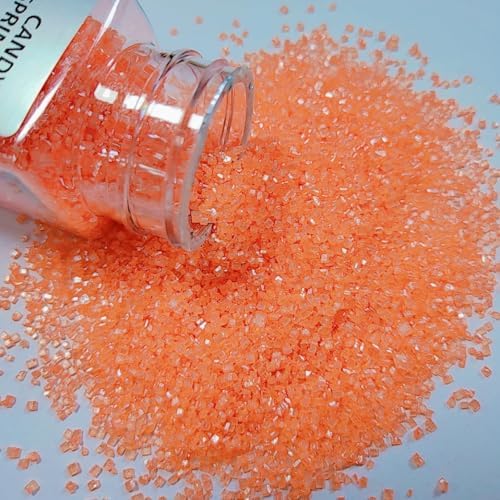HeDeon&Rles Edible Orange Sanding Sugar Crystals for Baking 120g/4.23oz Sparkling Sugar Crystals Cake Cupcake Pancake Ice Cream Top Birthday Wedding Easter Halloween ChristmasCake Decoration