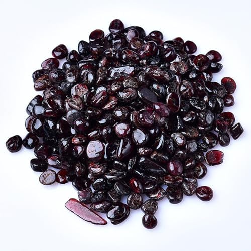 Erliway 100g Natural Garnet Crystal Chips, 7-9mm Tumbled Chips Crushed Crystal Stone, Polished Crystal Chip for Vase Filler, Healing Tumbled Crystal Chip for Reiki Crystal Jewelry Making Home Decor