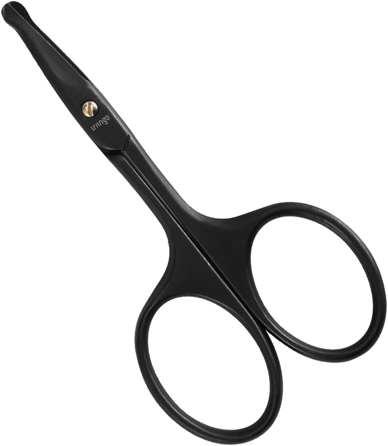LIVINGO 3.75" Premium Nose Hair Scissors, Curved Safety Blades with Rounded Tip for Trimming Small Details Facial Hair, Ear Hair, Eyebrow (Black)