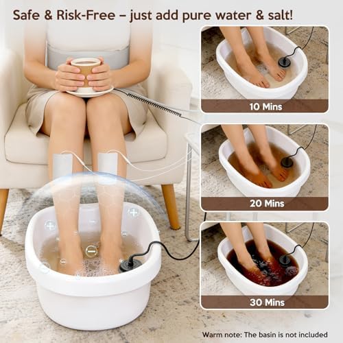veicomtech Dual Ionic Foot Bath Detox Machine - Professional Ionic Foot Bath Spa Cleanse with 2 Waist Belts, 2 Arrays, 10 Liners
