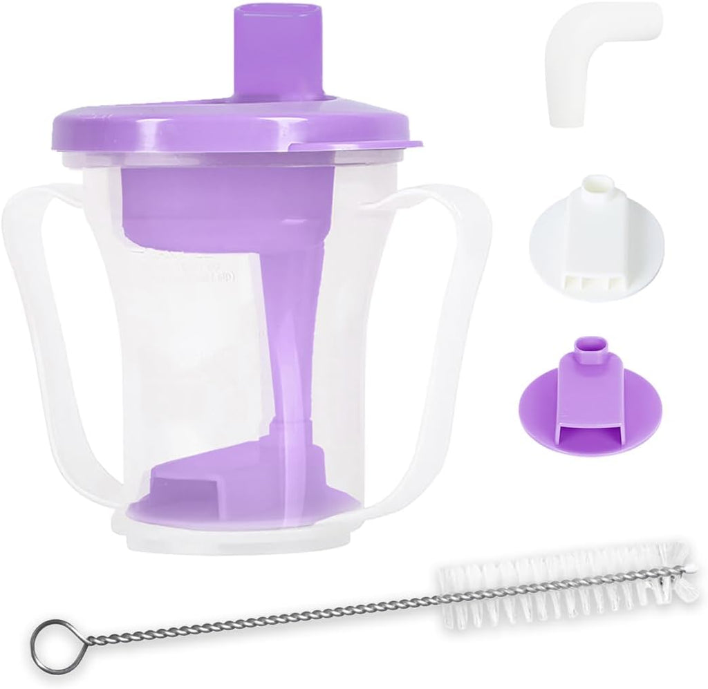 Dysphagia Regulating Drinking Cup – Spill-Proof Adaptive Cup for Adults with Swallowing Difficulties, Elderly, Parkinson’s & Dementia Patients (Purple-Pack of 1 Count)