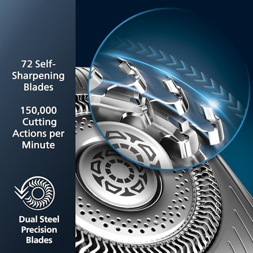 Philips Rechargeable Wet/Dry Electric Shaver Series 9000 with SenseIQ and Comfort Glide Ring Technology, Battery Powered, Silver