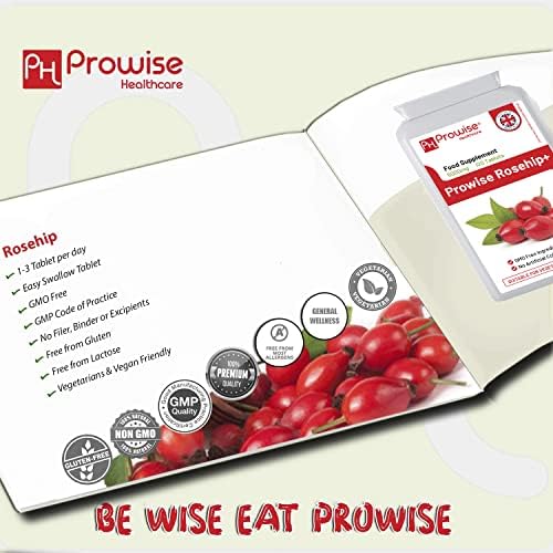 Rosehip Health+ (Pack of 2) 5000mg 120 Tablets - UK Manufactured GMP Guaranteed Quality - Suitable for Vegetarians & Vegans by Prowise Healthcare
