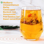 Plant Gift Bamboo Leaf Cassia Seed Tea Bag 8.81oz (5g*50bags) Wolfberry, Barley,Honeysuckle, Osmanthus, Chinese Pure Natural, Health Care Mixed Tea, 250g 淡竹叶决明子茶