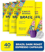 Café Bustelo Aluminum Espresso Capsules, Brazil Blend, Nespresso Original Line Compatible, Intensity 11, 40 Count