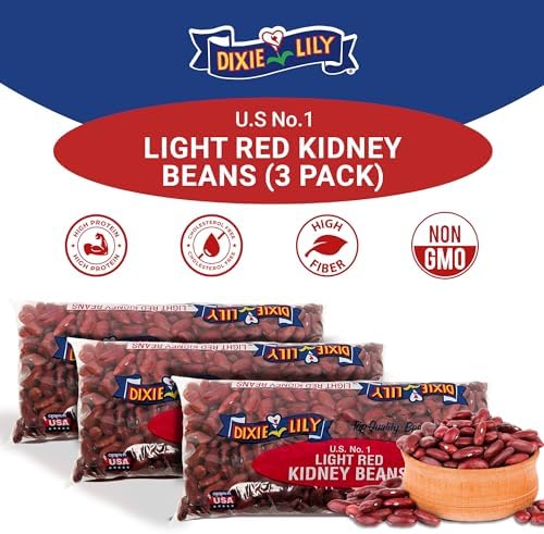 Dixie Lily Light Red Kidney Beans - Dried Beans for Soups, Stews, & Chili, Quick Soak or Slow Cooker, High in Fiber and Non-GMO - 12oz, 3 Pack